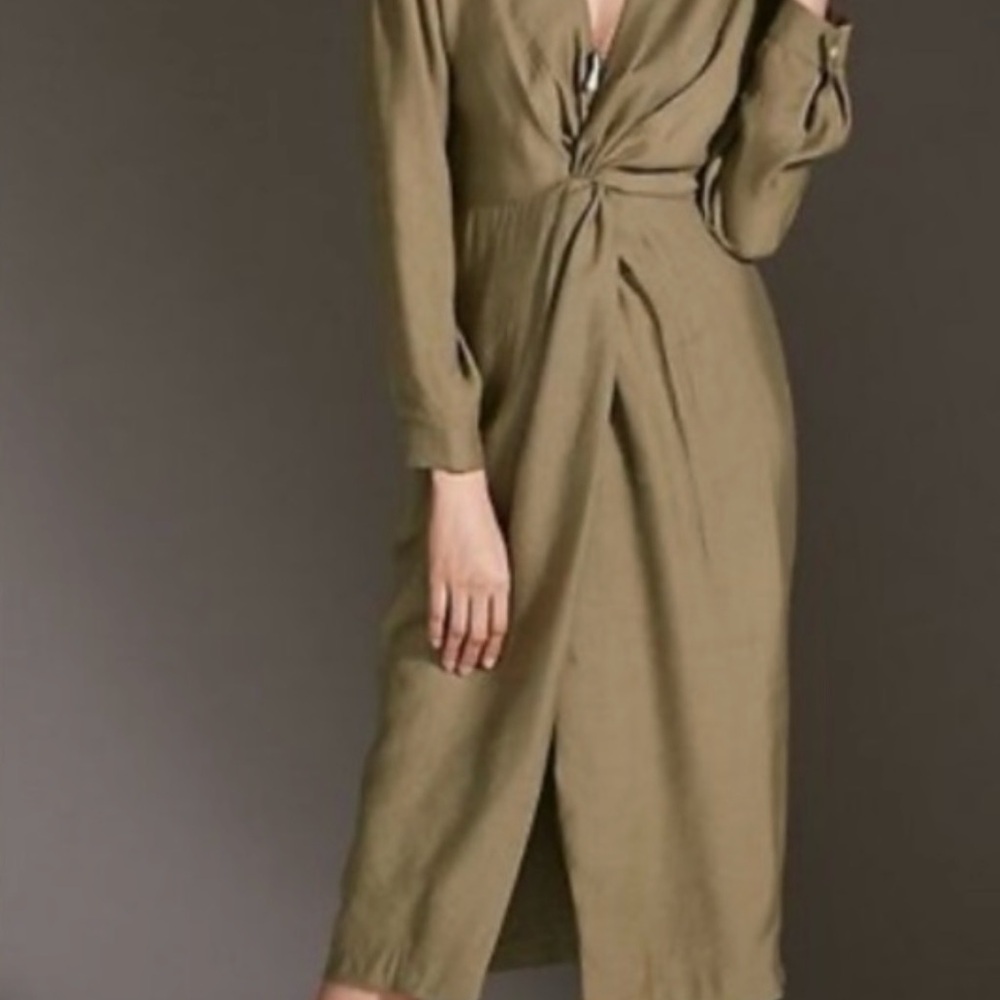Anthropologie Olive Green Midi Dress